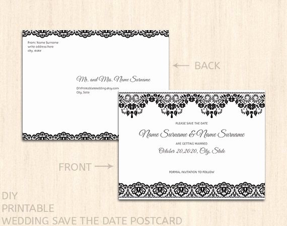 Printable Wedding Save the Date Postcard Template