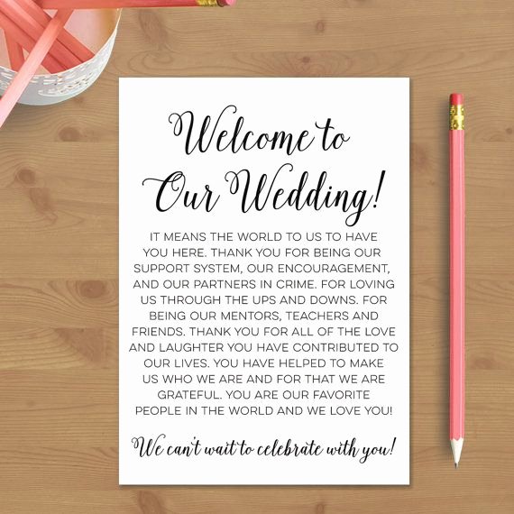 Printable Wedding Wel E Letter Instant Download