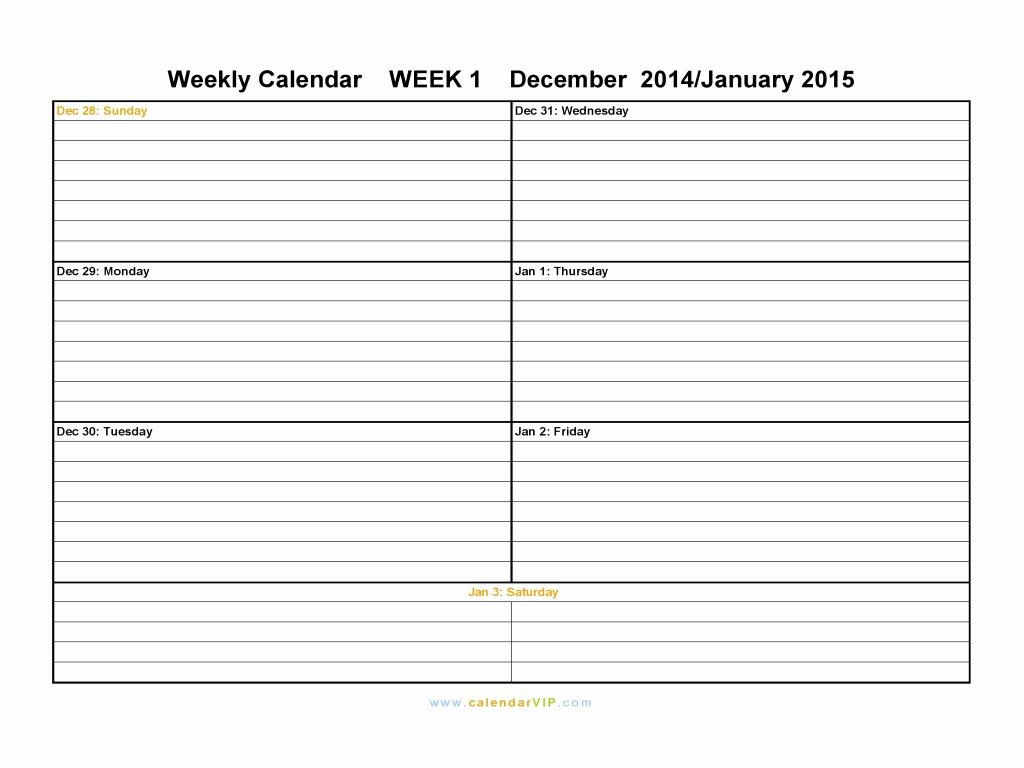 Printable Weekly Calendars