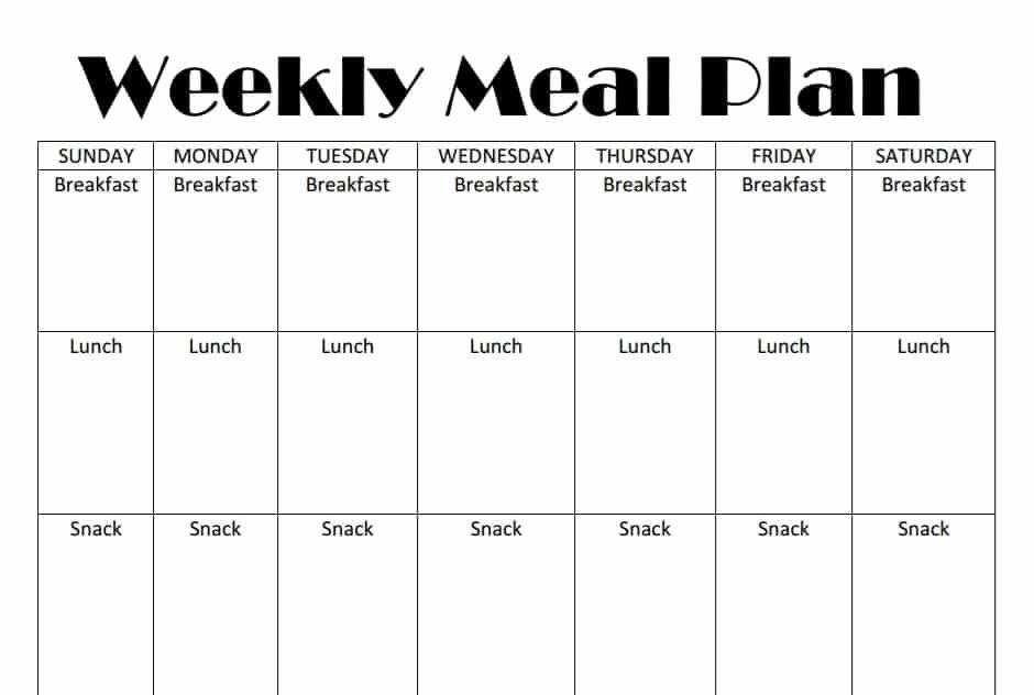 Printable Weekly Meal Plan Template