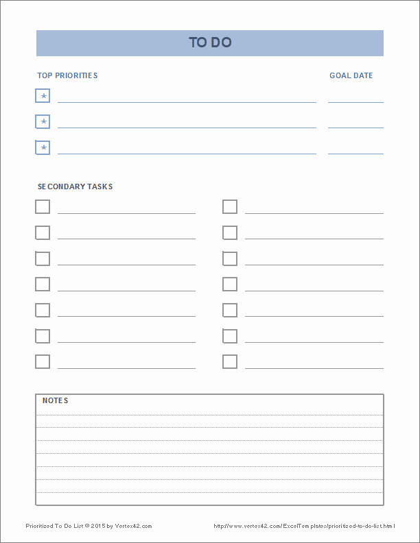 Prioritized to Do List Template