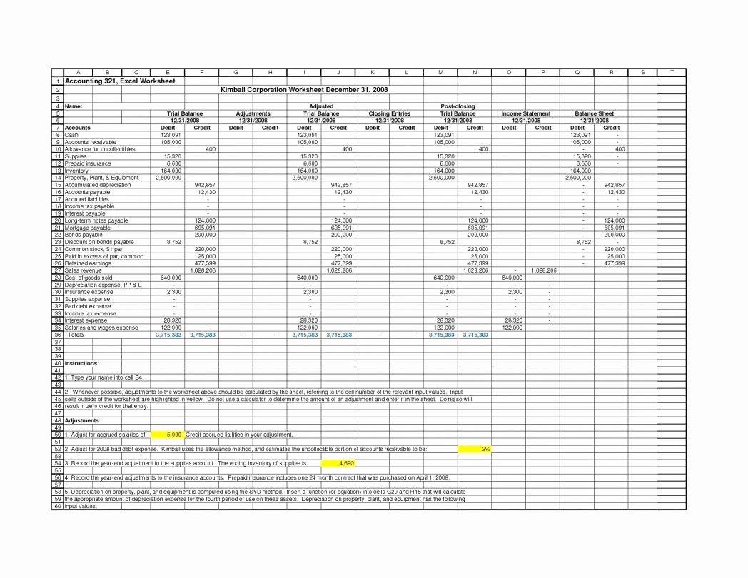 Probate Spreadsheet Awesome Accounting Template Excel