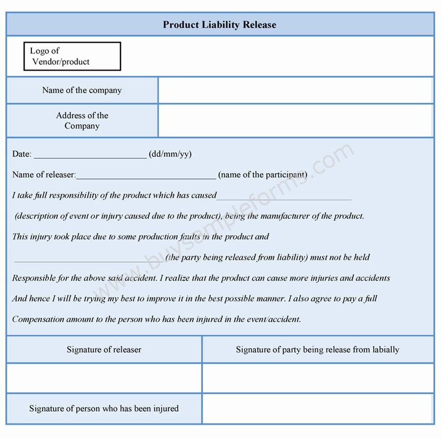 Product Liability Release form