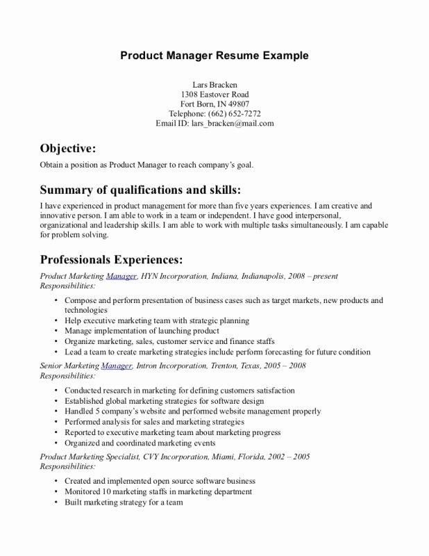 Product Manager Resume