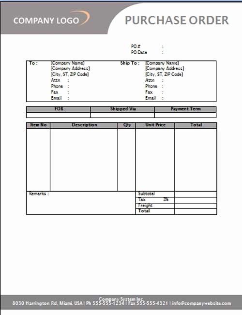 Product Purchase order Template Microsoft Word Templates