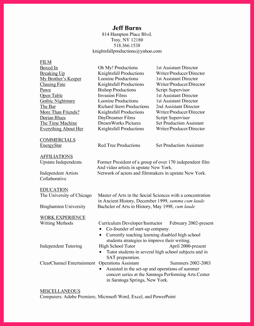 Production assistant Resume