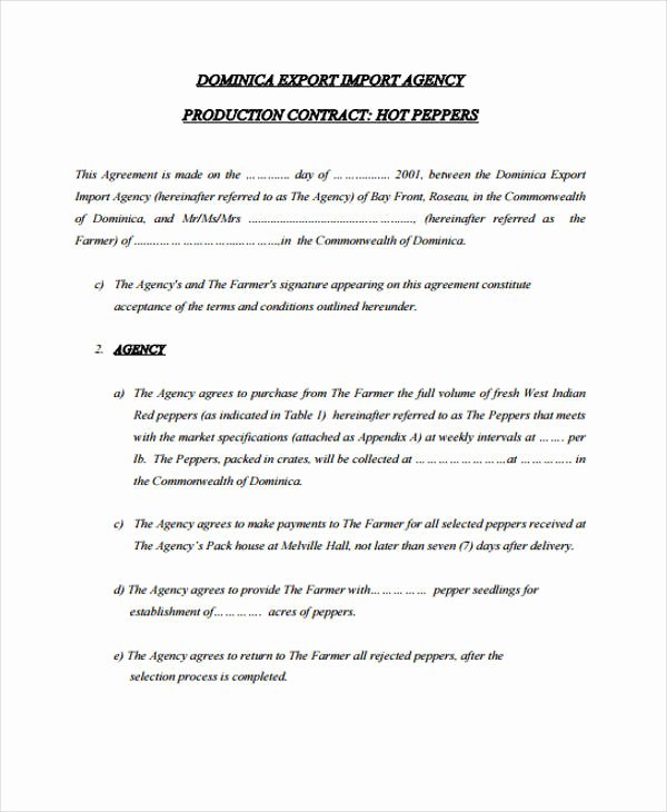 Production Contract Templates 9 Free Word Pdf format