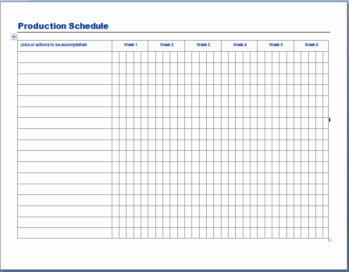 Production Schedule Template