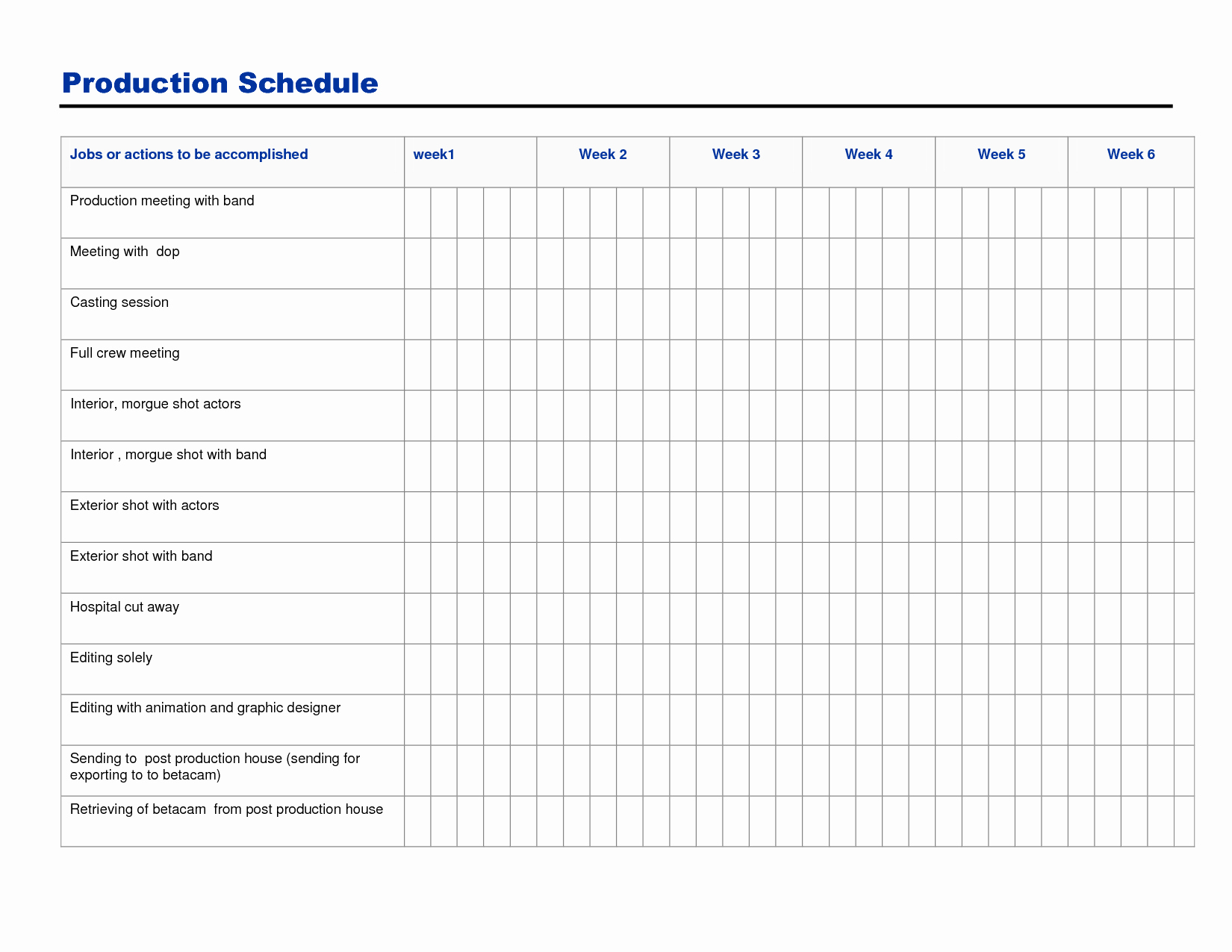Production Schedule Template