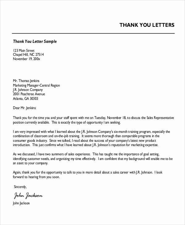 Professional Business Thank You Letter Examples Thank