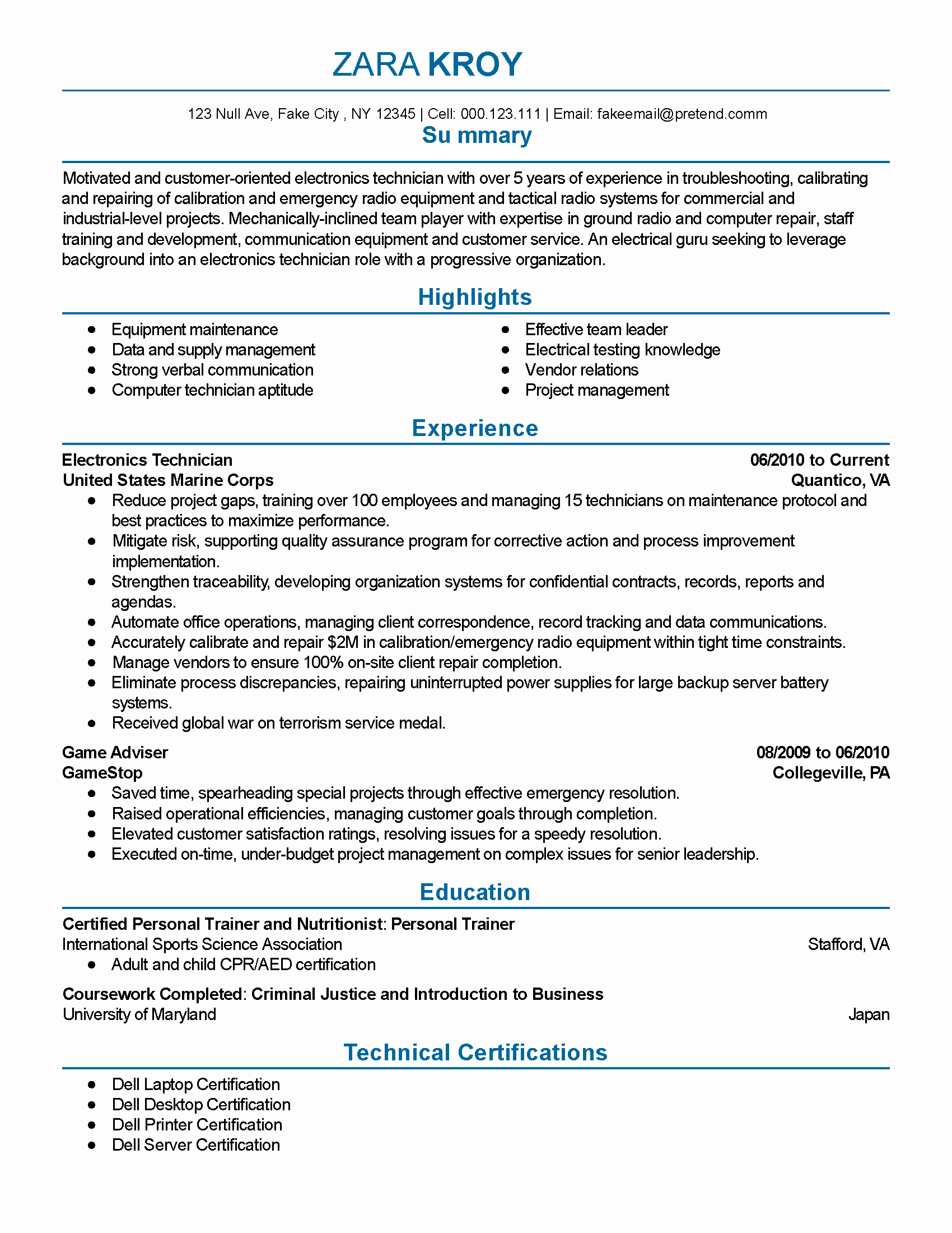 Professional Electronics Technician Templates to Showcase