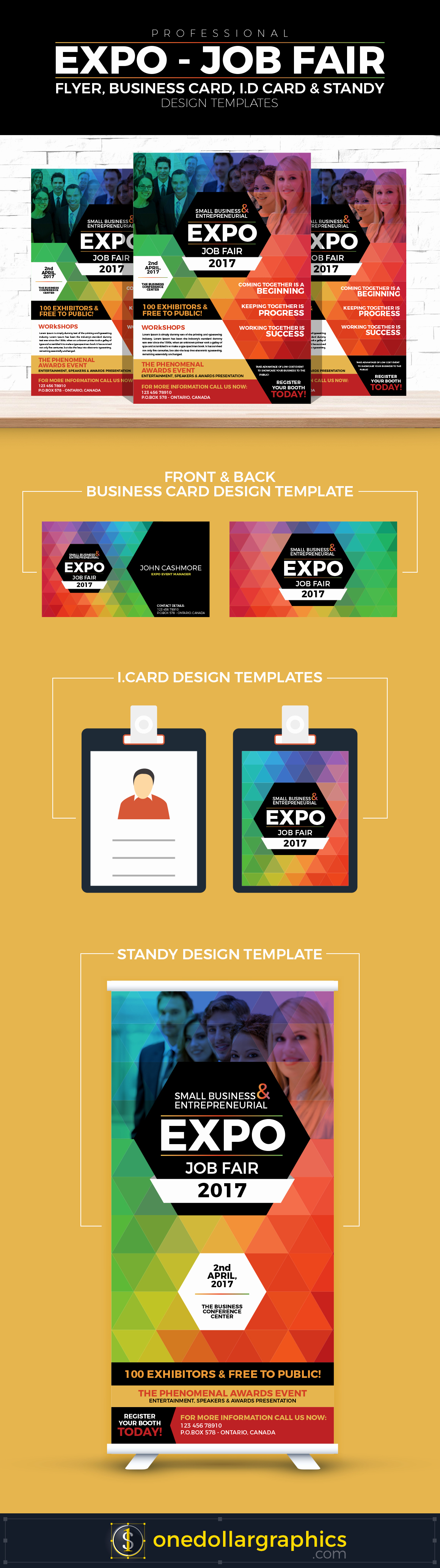 Professional Expo Job Fair Flyer Business Card I D Card