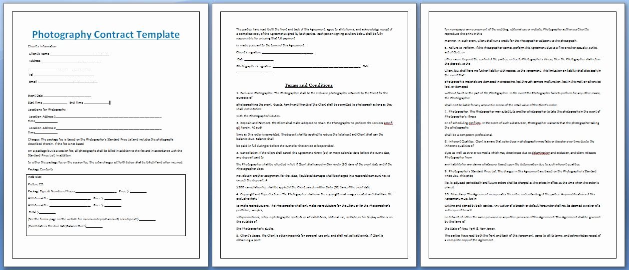 Professional Graphy Contract Template Free