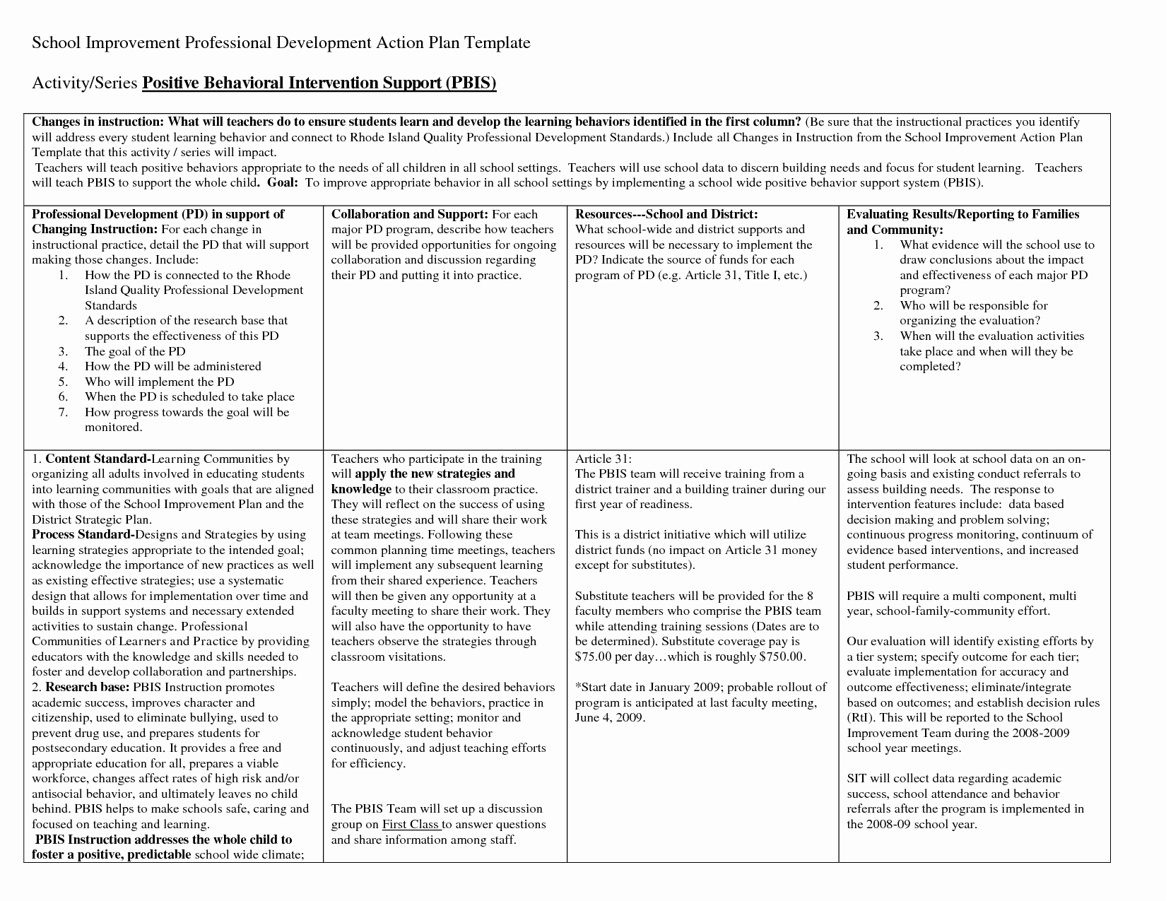 Professional Growth Plan Template for Teachers Cover