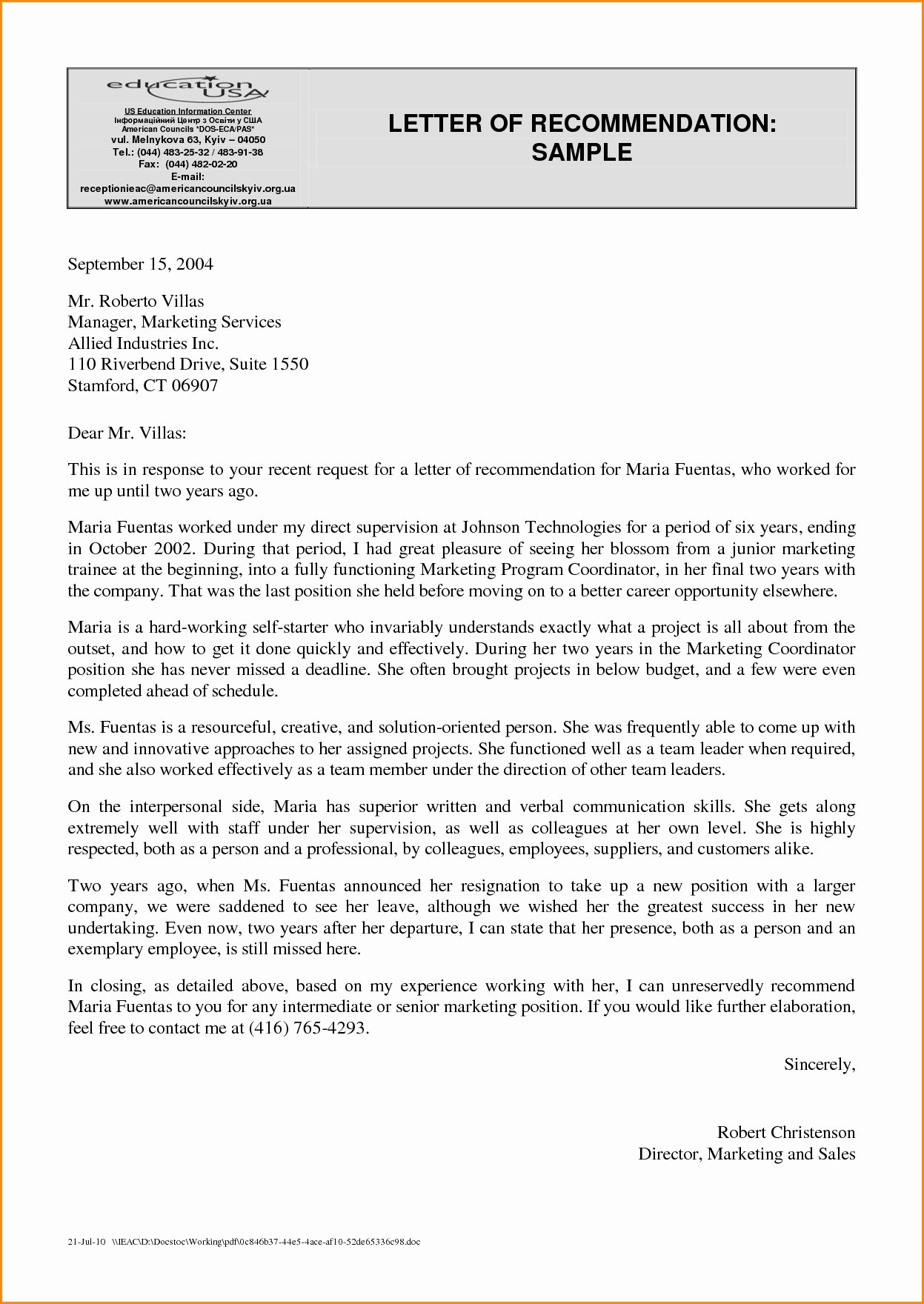 Professional Letter Re Mendation Template