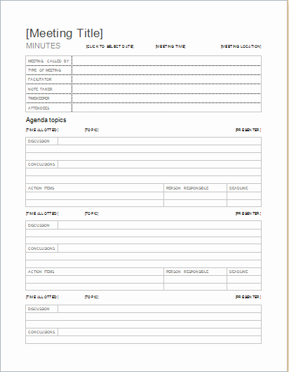 Professional Meeting Minute Templates for Ms Word