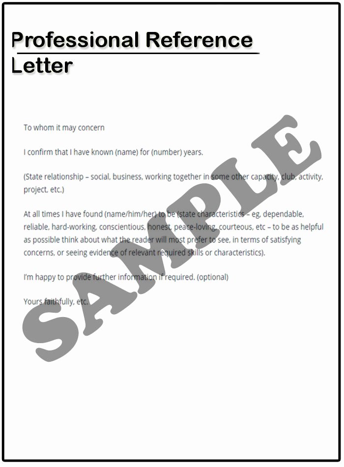 professional reference letter example