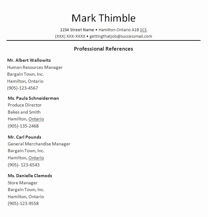 Professional References Template Beepmunk