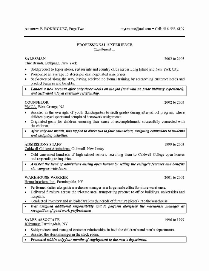 Professional Resume for College Student Best Resume