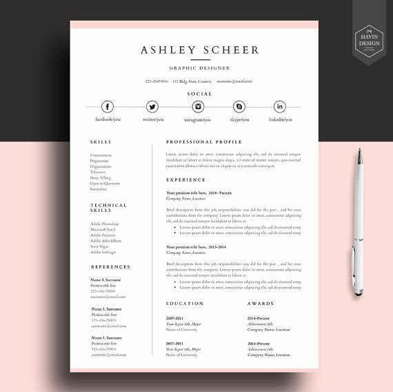 Professional Resume Template Resume Template for Word Cv