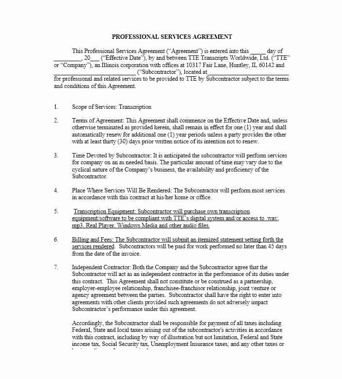 Professional Services Agreement Template