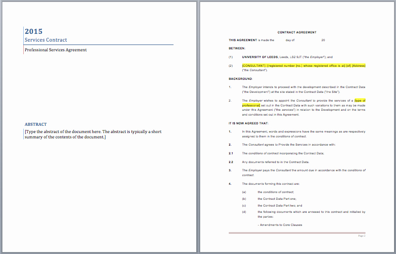 professional services contract template
