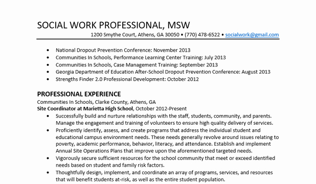 Professional social Work Resume