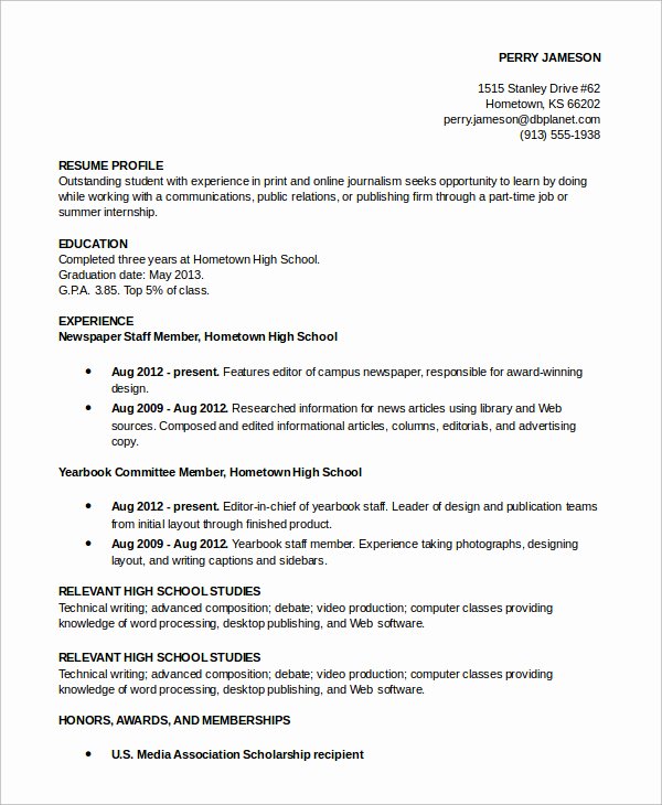 profile resume examples