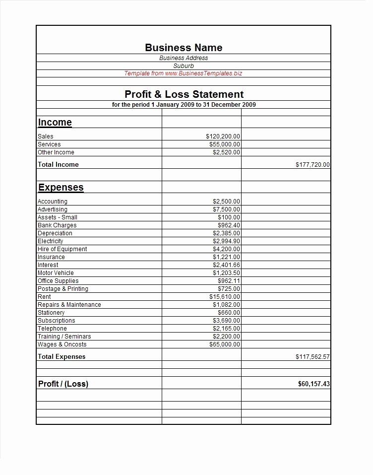 Profit and Loss Statement Templates 35 Profit and Loss
