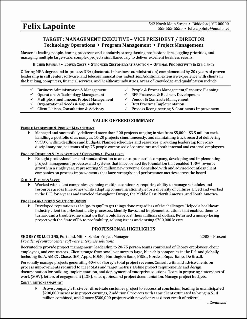 program manager resume