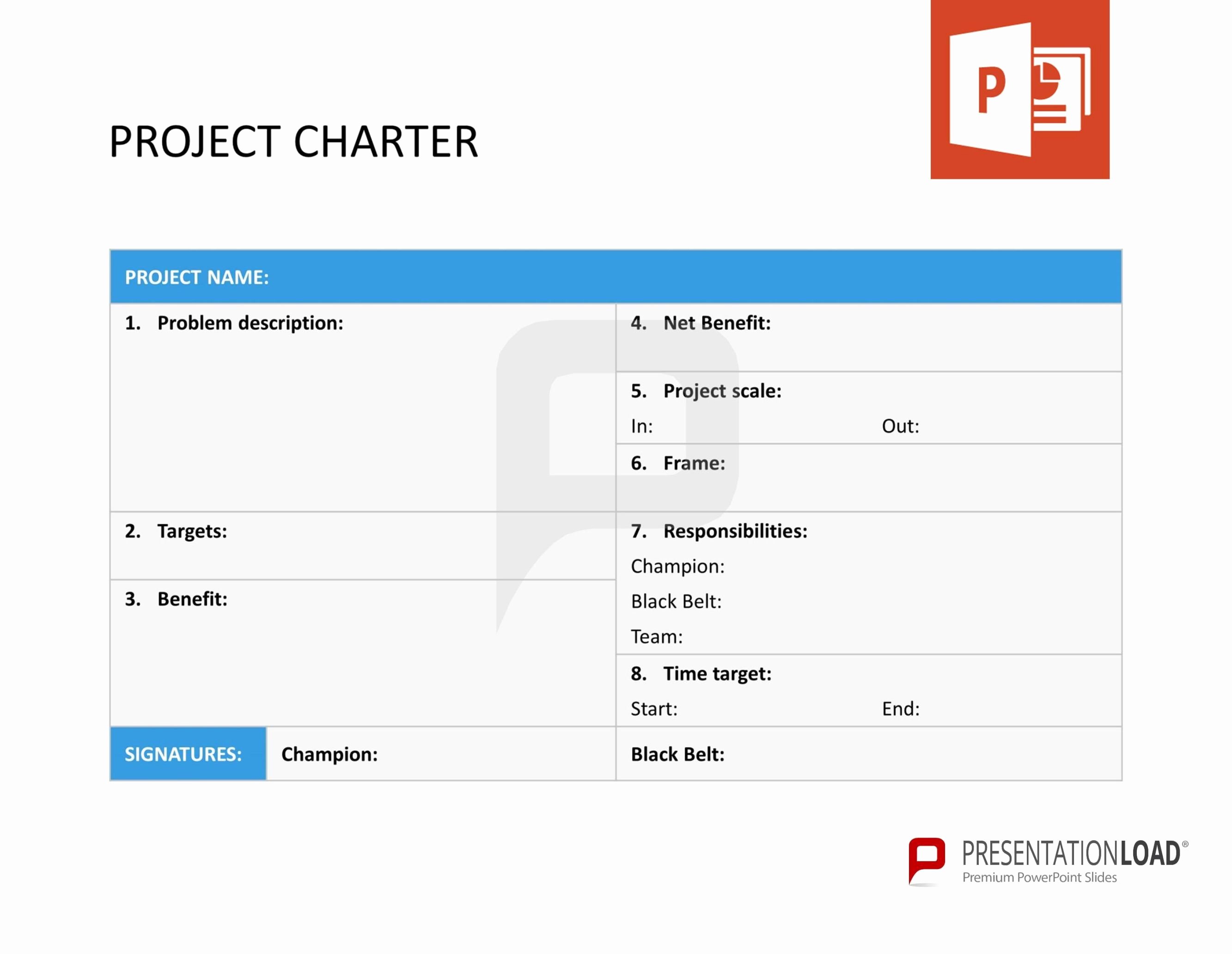 Project Charter Six Sigma – Powerpoint Templates