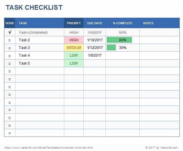 Project Checklist Template Excel