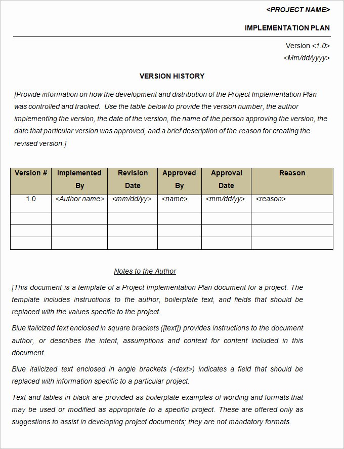 Project Implementation Plan Template 5 Free Word Excel