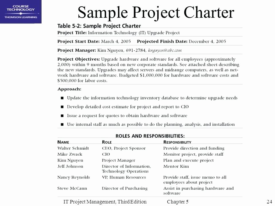 Project Management Charter Template Pmi Pmbok