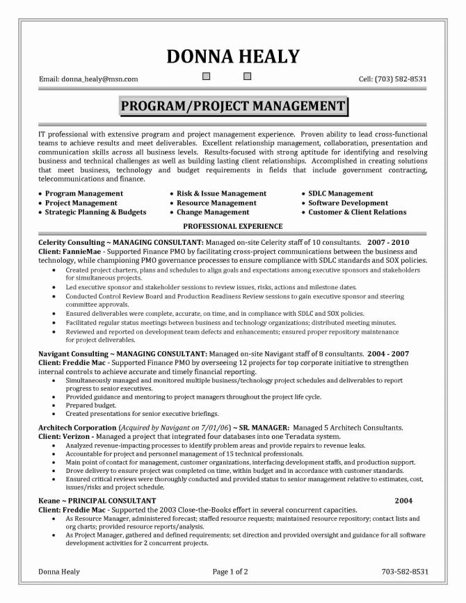 Project Management Keywords for Resume It Manager