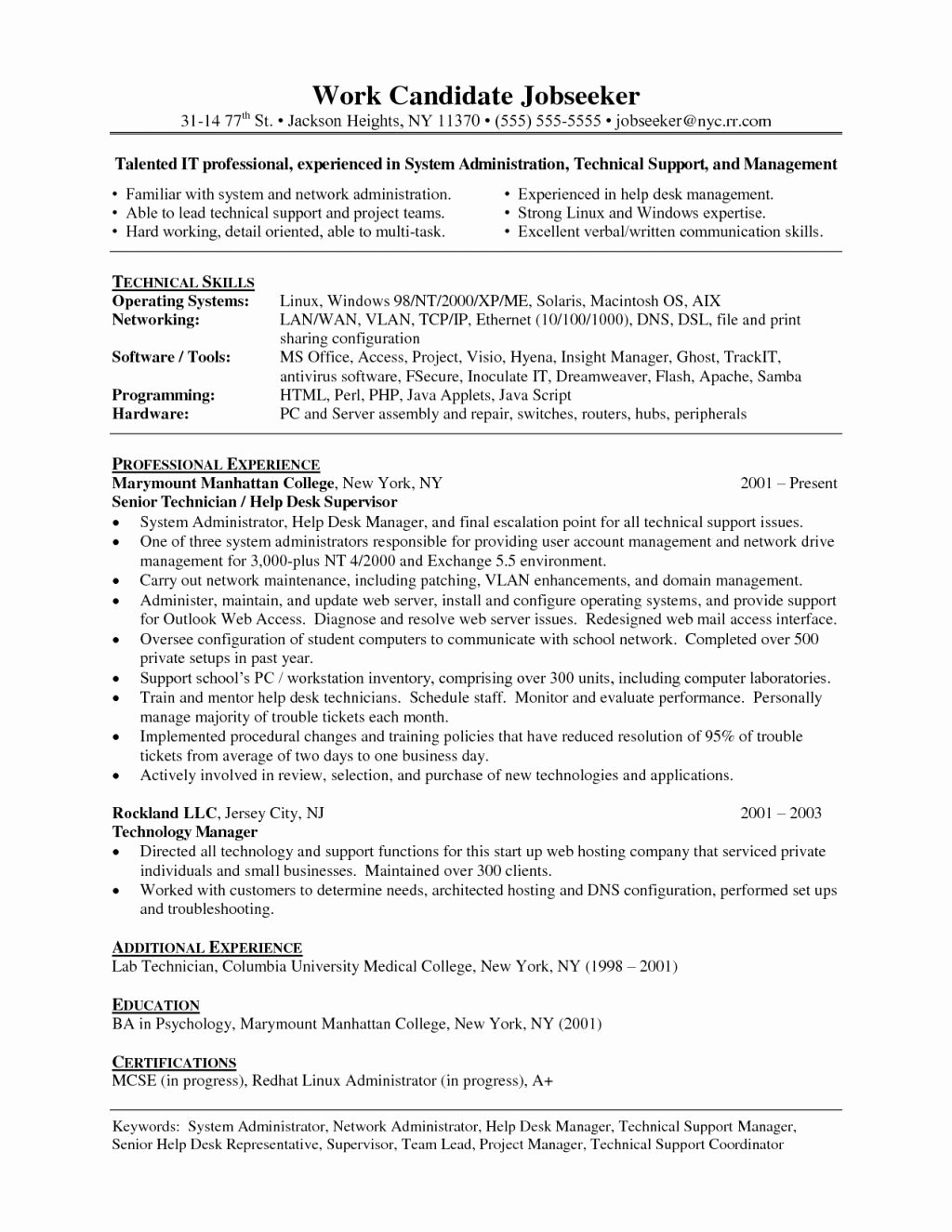 Project Management Resume Keywords Letter Example Template