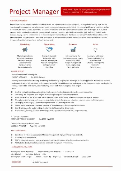 Project Manager Cv Example Construction Project Manager