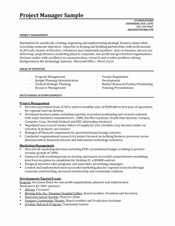 Project Manager Resume Resume Samples