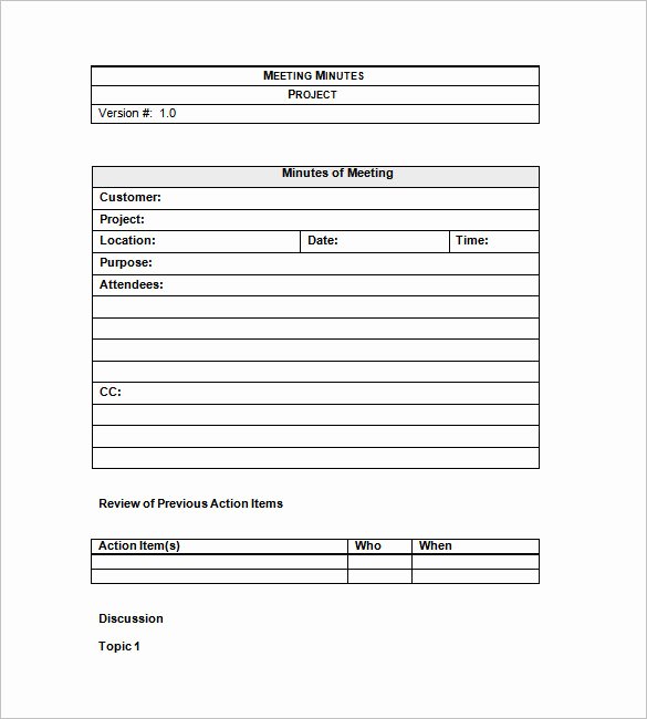 Project Meeting Minutes Templates 10 Free Sample