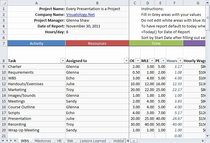 Project Plan Template Excel