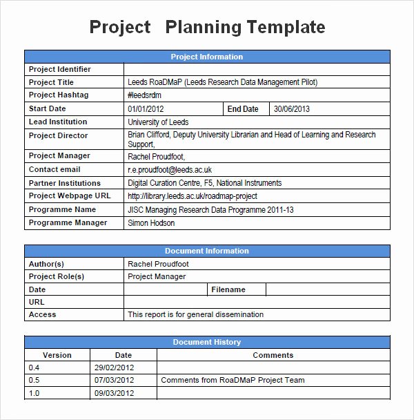 Project Planning Template 5 Free Download for Word
