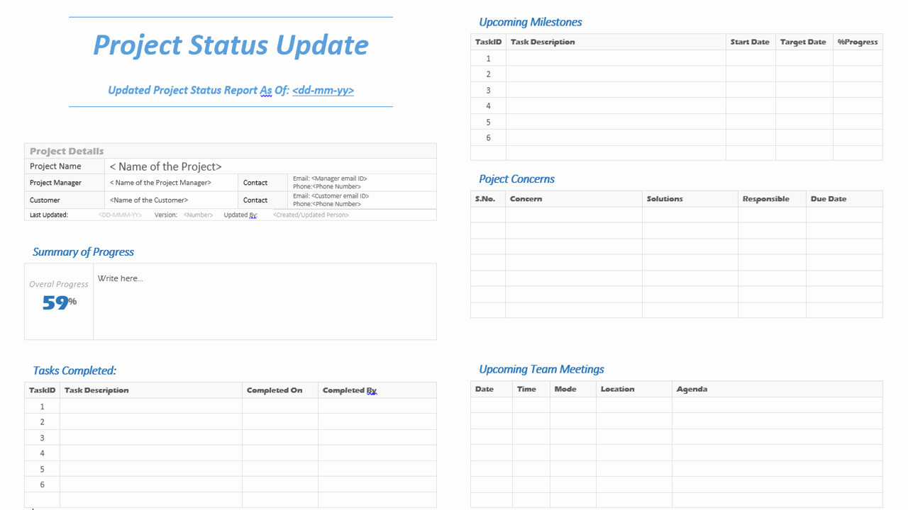Project Status Update Template Analysistabs Innovating