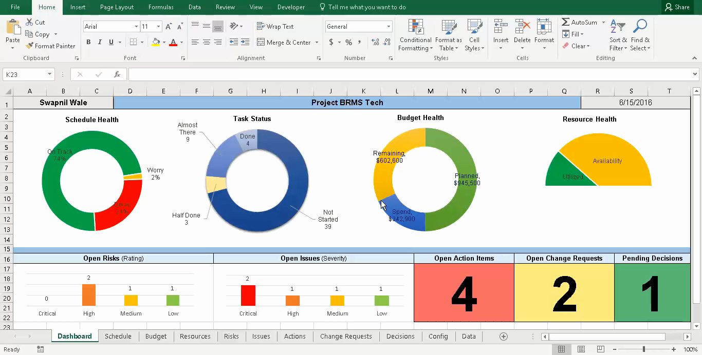 Project Tracking with Master Excel Project Manager Free