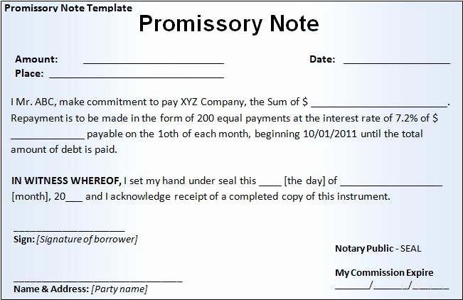 Promissory Note Template Free Word Templatesfree Word