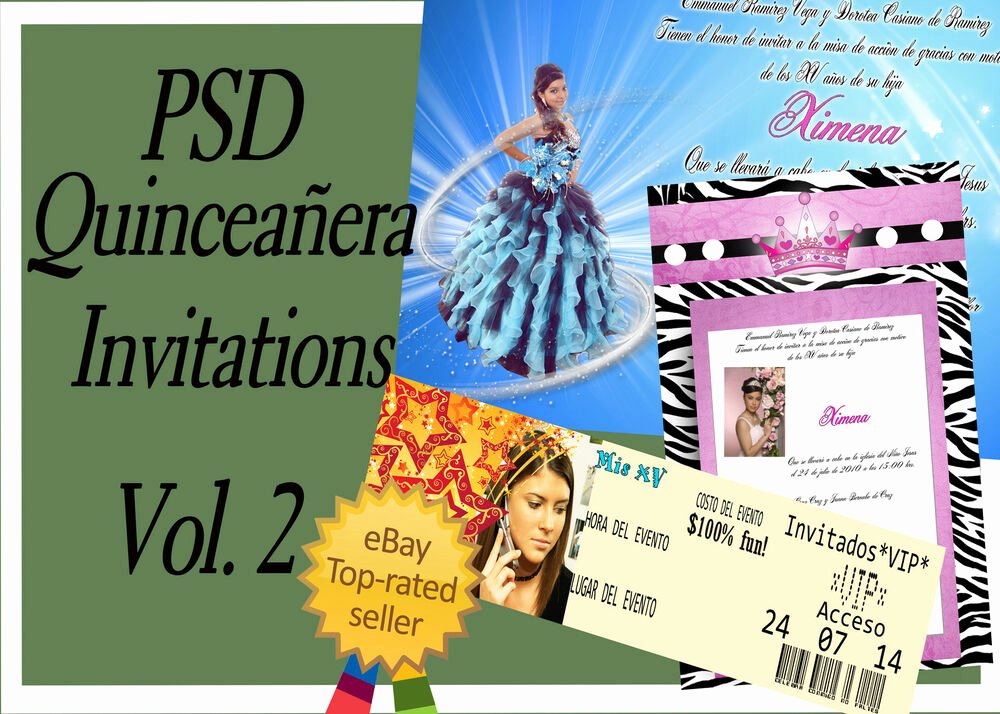 Psd Shop Templates for Quinceaneras Invitations Vol