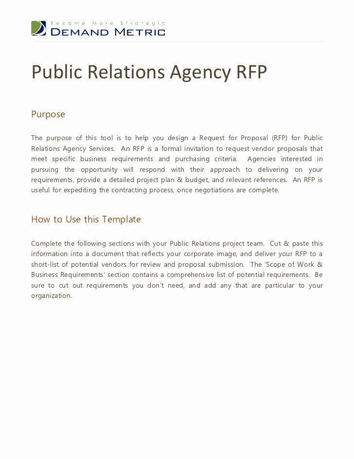 Public Relations Agency Rfp