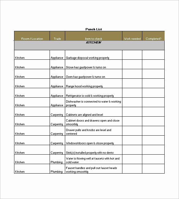 Punch List Template – 8 Free Sample Example format Download