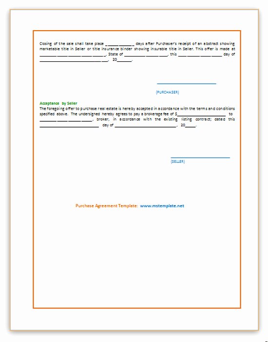 Purchase Agreement Template