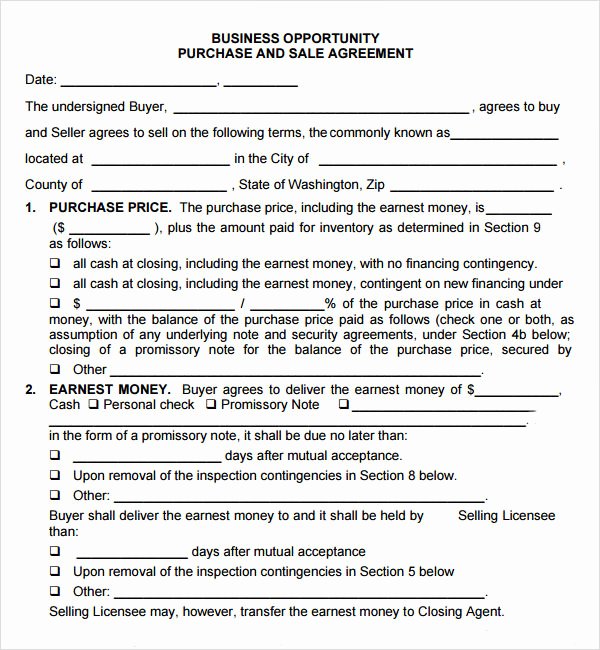 Purchase and Sale Agreement 7 Free Pdf Download