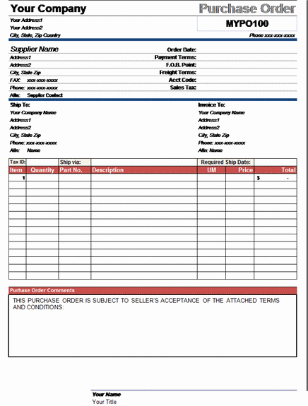 Purchase order form Purchase order forms